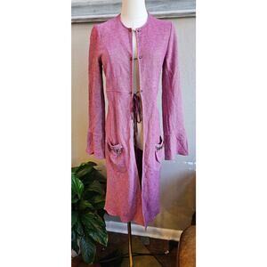 Kristina Ti Rhinestone Wool Longline Cardigan Sweater Women Size 40-M Deep Mauve